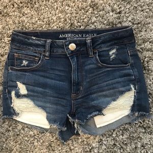 American Eagle Hi rise shortie jean shorts